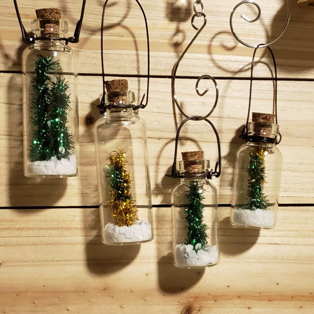 Miniature Christmas Tree in a Bottle Ornaments
